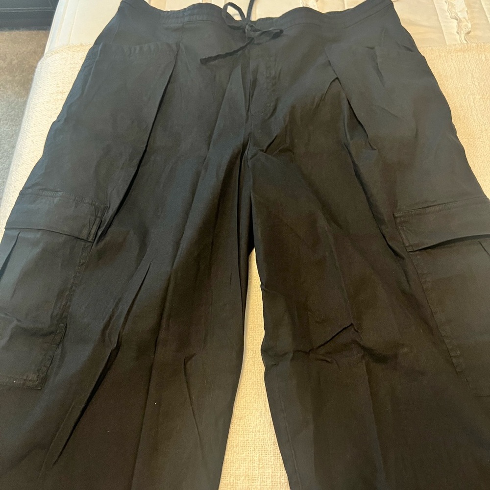 Athleta Black Cargo Linen Pants